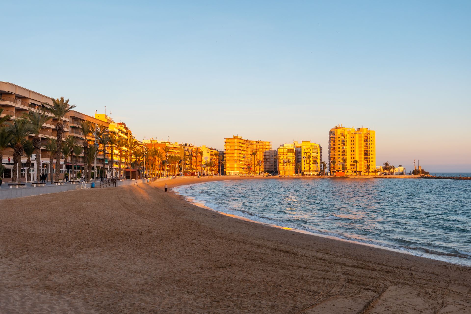 Beautiful Sunset Playa Del Cura Coastal City Torrevieja Alicante Valencian Community Spain Mediterranean Sea Costa Blanca