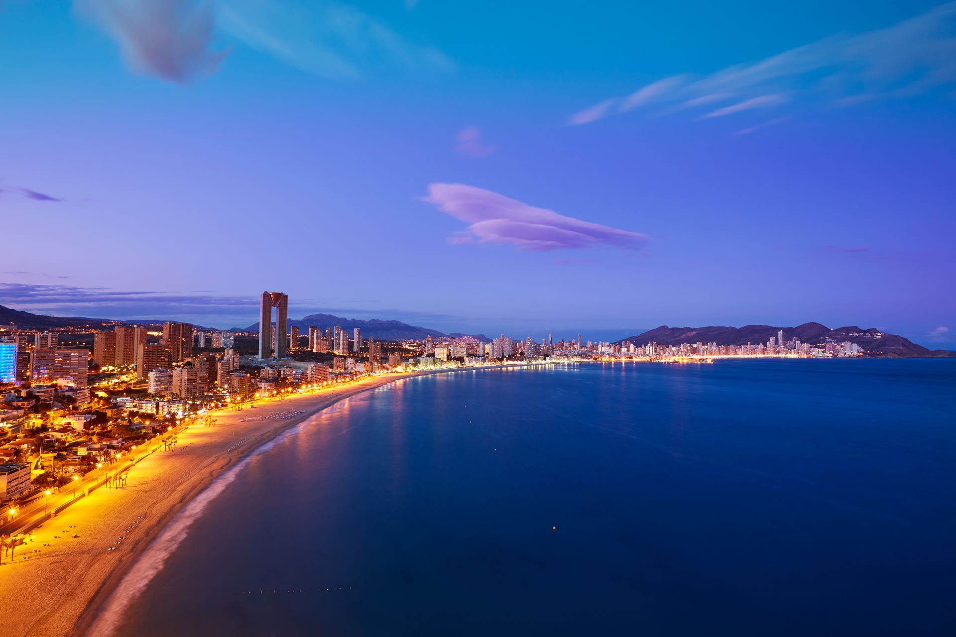 Benidorm Poniente Beach Sunset Alicante Spain