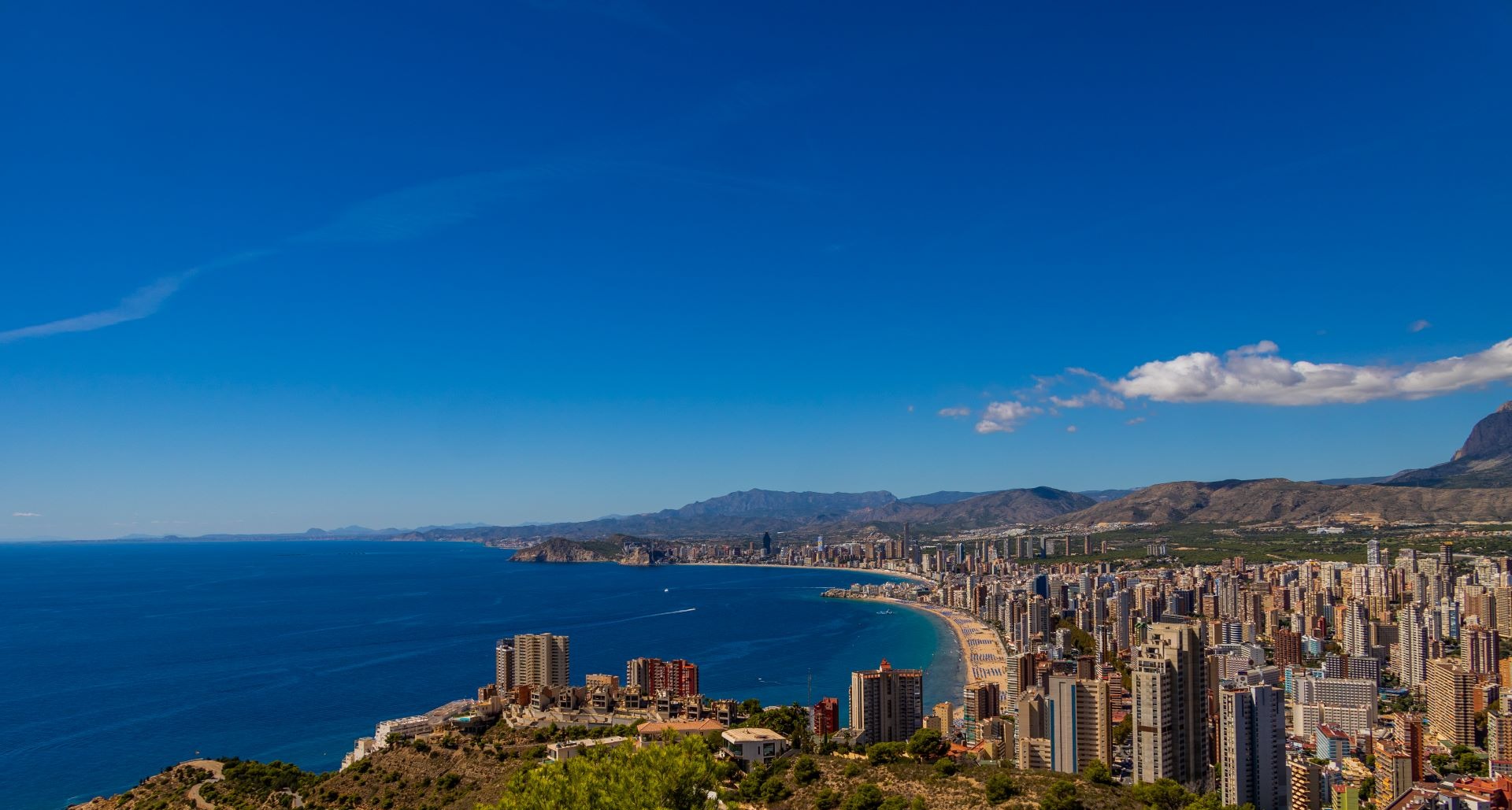 Landscape Spanish Coast Near City Benidorm Summer Day